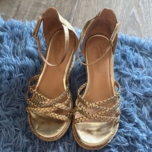 Gold Braided Strap kids sandal heels